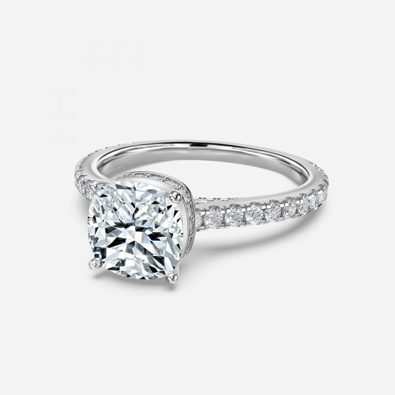 Devi Cushion Hidden Halo Moissanite Engagement Ring