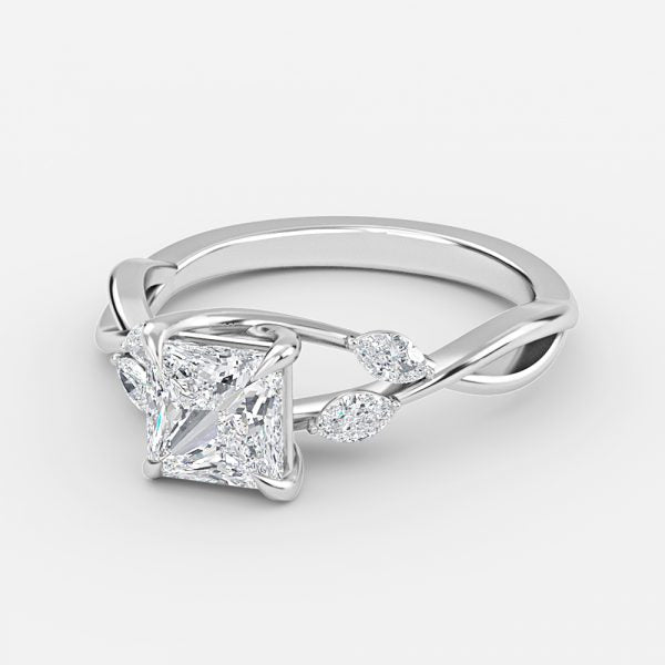 Calista Princess Unique Moissanite Engagement Ring