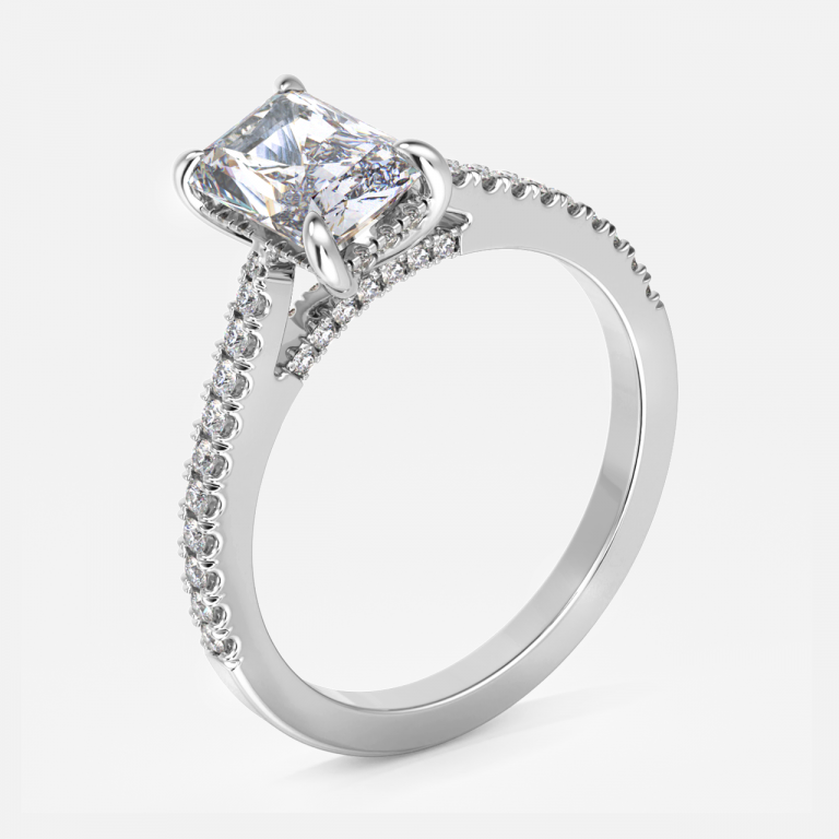 Yvette Radiant Hidden Halo Moissanite Engagement Ring