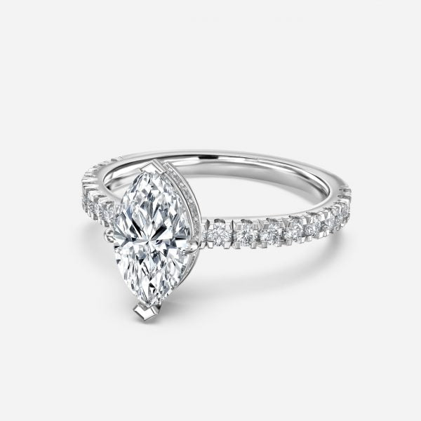 Leandra Marquise Hidden Halo Moissanite Engagement Ring