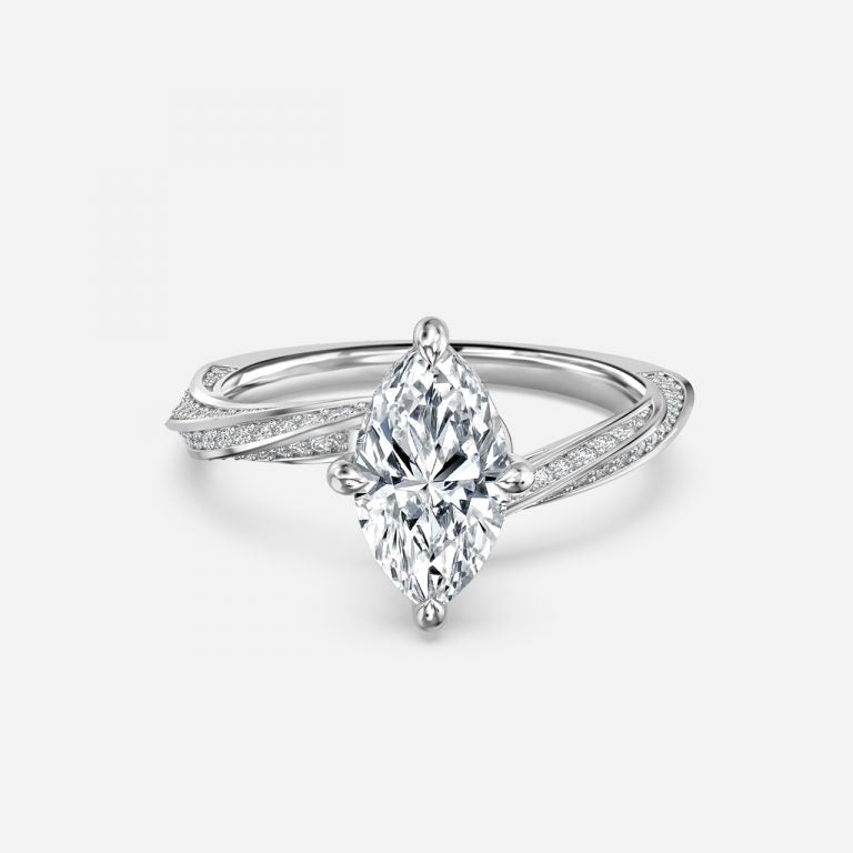 Weston Marquise Hidden Halo Moissanite Engagement Ring