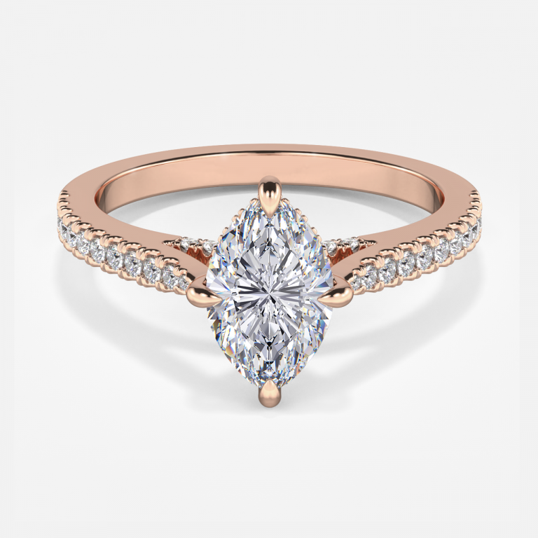 Yvette Marquise Hidden Halo Moissanite Engagement Ring