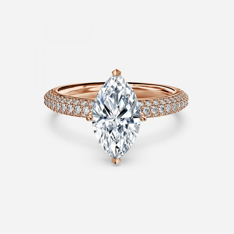 Eluned Marquise Hidden Halo Moissanite Engagement Ring