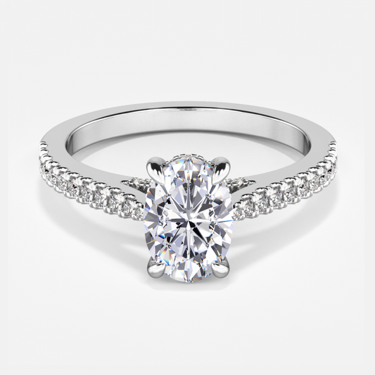 Yvette Oval Hidden Halo Moissanite Engagement Ring