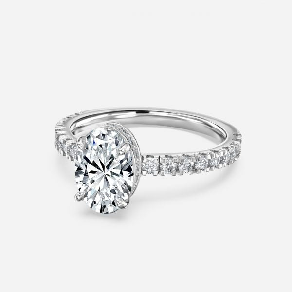 Leandra Oval Hidden Halo Moissanite Engagement Ring