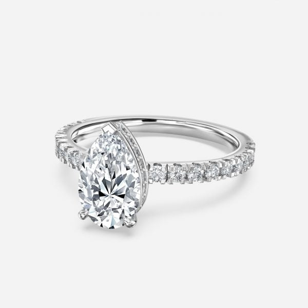 Leandra Pear Hidden Halo Moissanite Engagement Ring