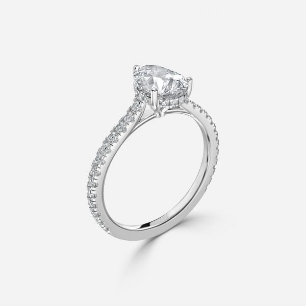 Tamsin Pear Hidden Halo Moissanite Engagement Ring