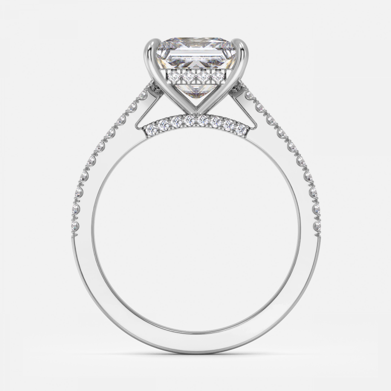 Yvette Princess Hidden Halo Moissanite Engagement Ring