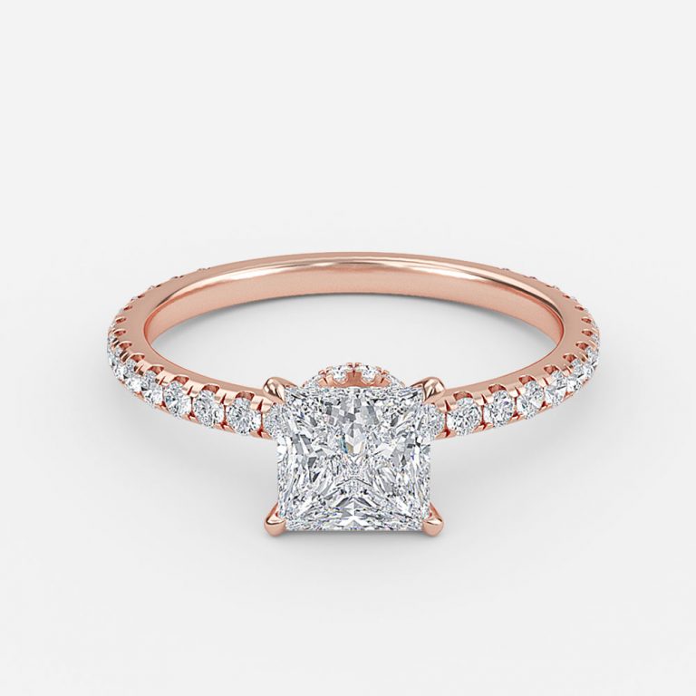 Astrid Princess Hidden Halo Moissanite Engagement Ring