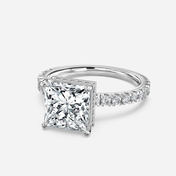 Leandra Princess Hidden Halo Moissanite Engagement Ring