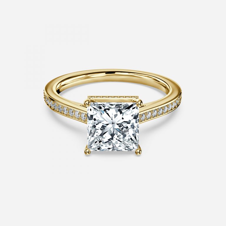 Inez Princess Hidden Halo Moissanite Engagement Ring