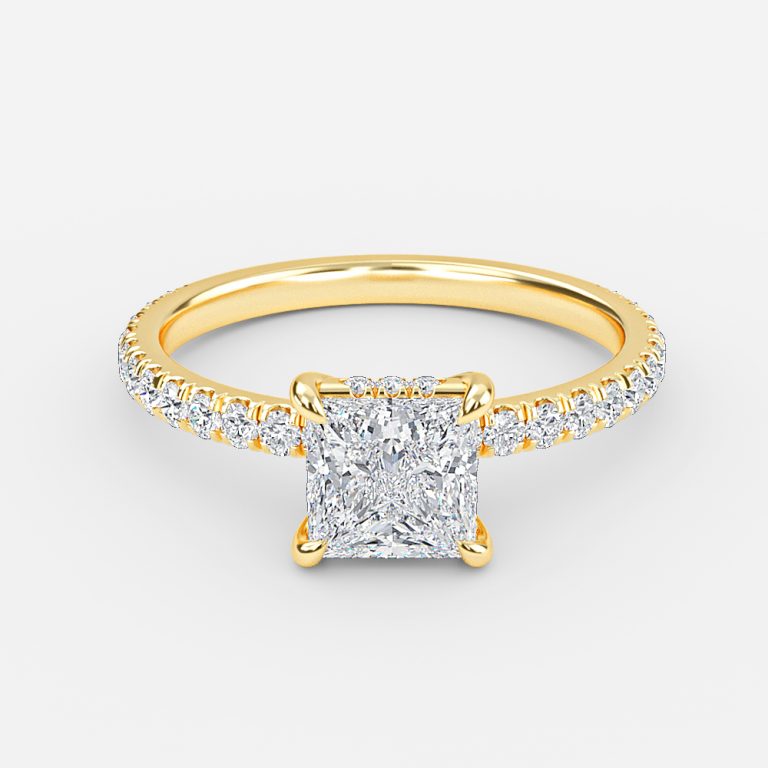 Siobhan Princess Hidden Halo Moissanite Engagement Ring