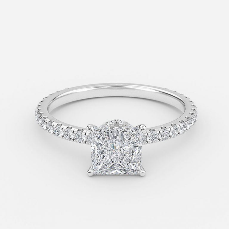 Astrid Princess Hidden Halo Moissanite Engagement Ring