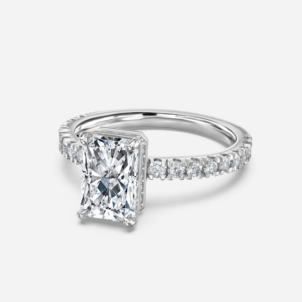 Leandra Radiant Hidden Halo Moissanite Engagement Ring