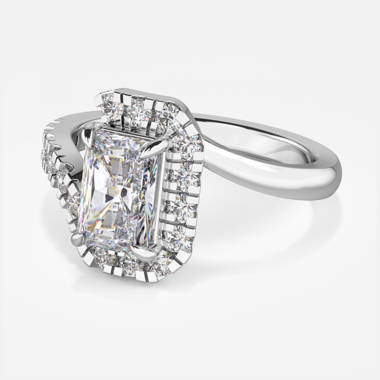 Thalassa Radiant Halo Moissanite Engagement Ring