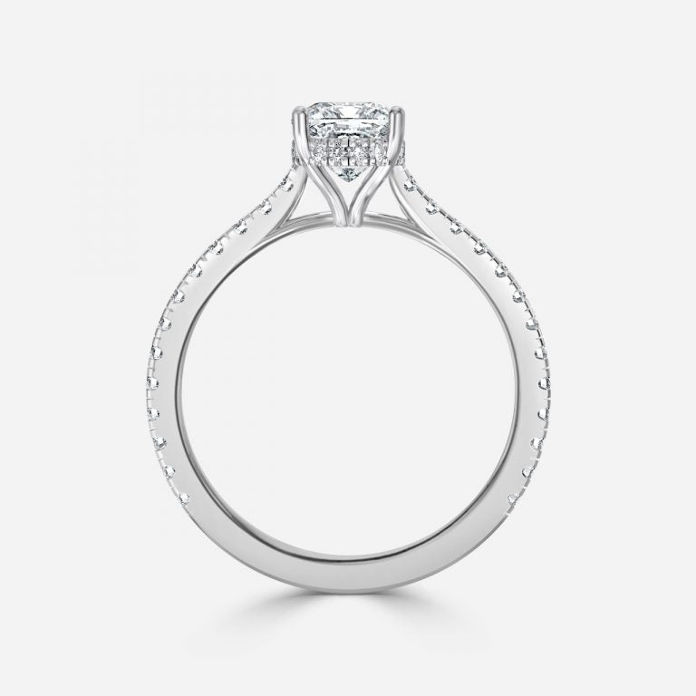 Tamsin Cushion Hidden Halo Moissanite Engagement Ring