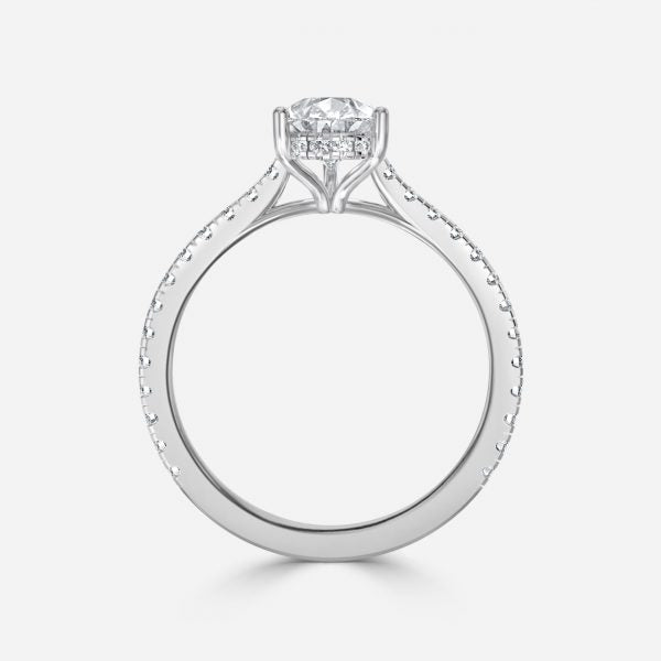 Tamsin Pear Hidden Halo Moissanite Engagement Ring