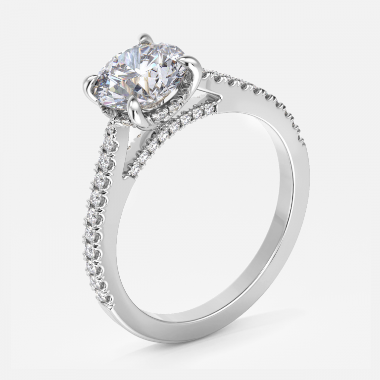 Yvette Round Hidden Halo Moissanite Engagement Ring