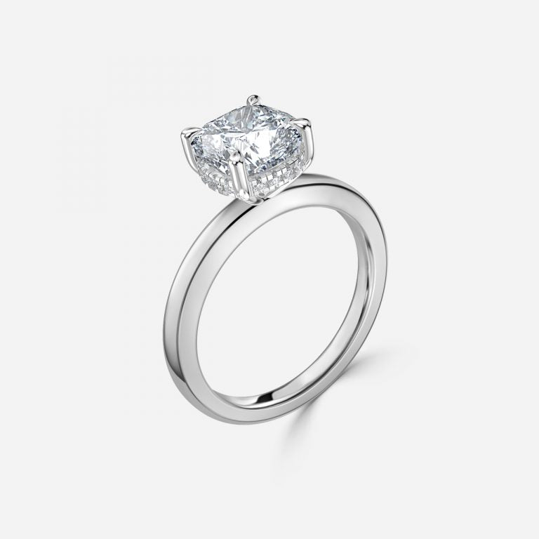 Idra Cushion Hidden Halo Moissanite Engagement Ring