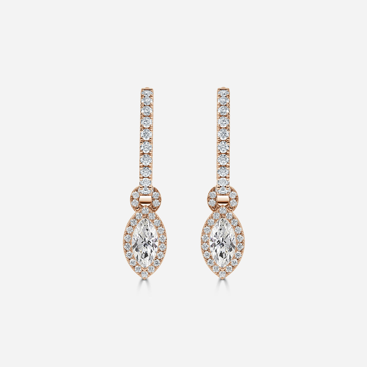 Marquise Moissanite Halo and Drops Earring