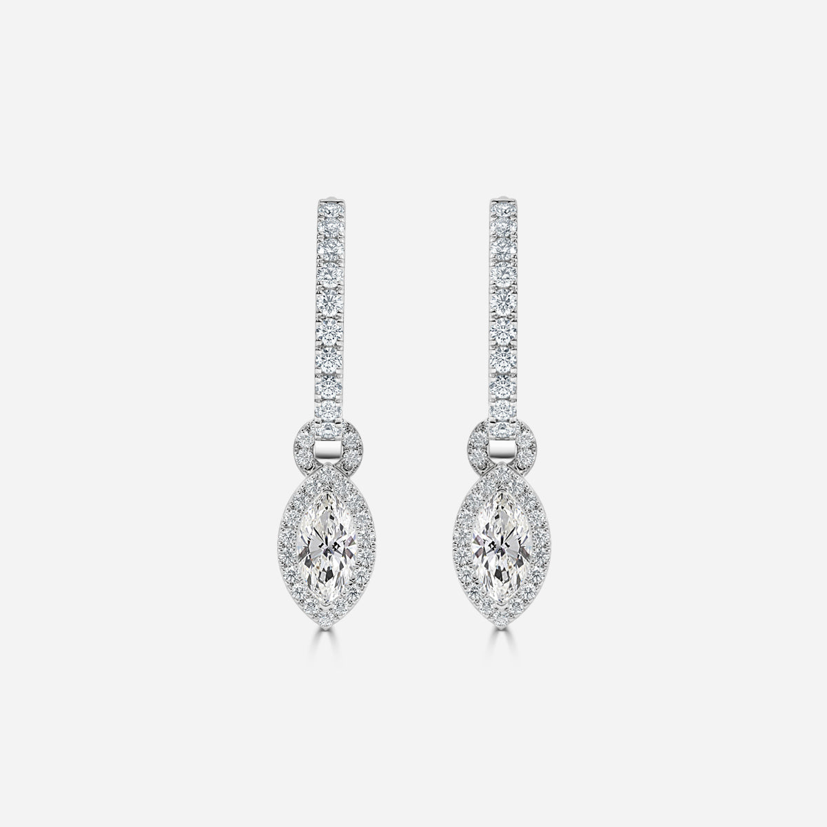 Marquise Moissanite Halo and Drops Earring