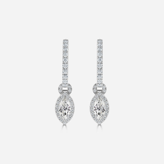 Marquise Moissanite Halo and Drops Earring