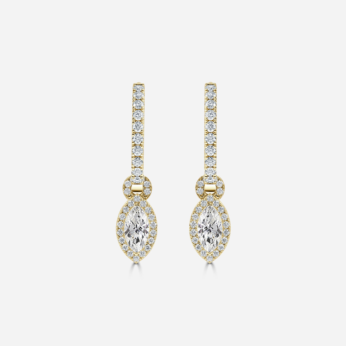 Marquise Moissanite Halo and Drops Earring