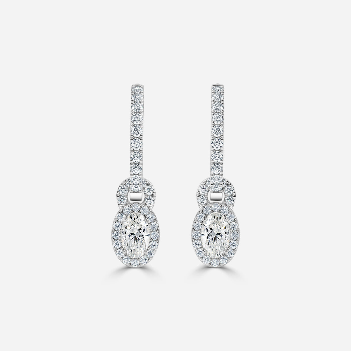 Oval Moissanite Halo and Drops Earring