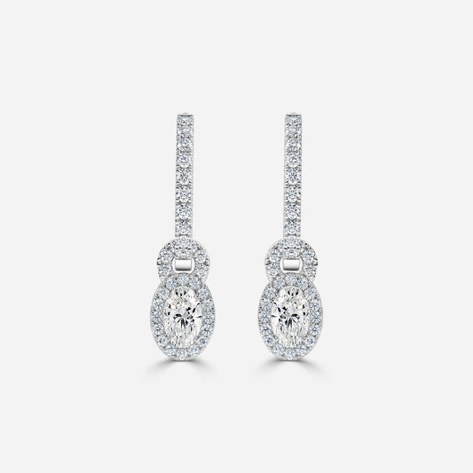 Oval Moissanite Halo and Drops Earring