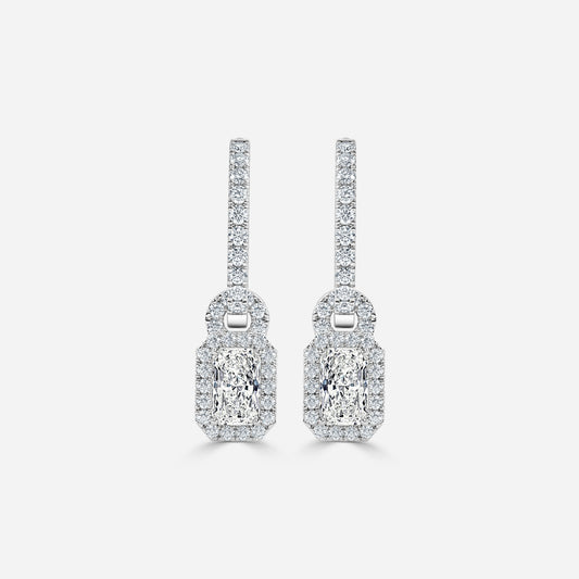 Radiant Moissanite Halo and Drops Earring