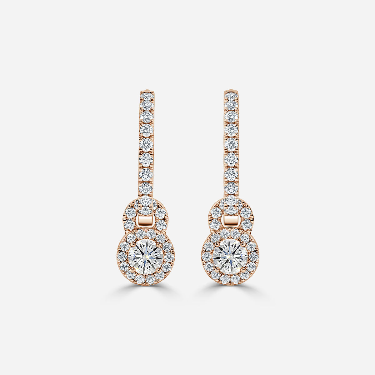 Round Moissanite Halo and Drops Earring