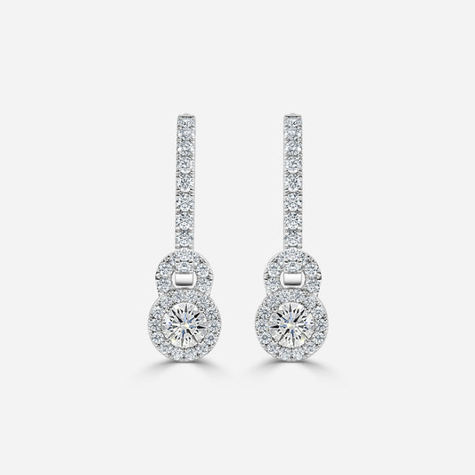 Round Moissanite Halo and Drops Earring