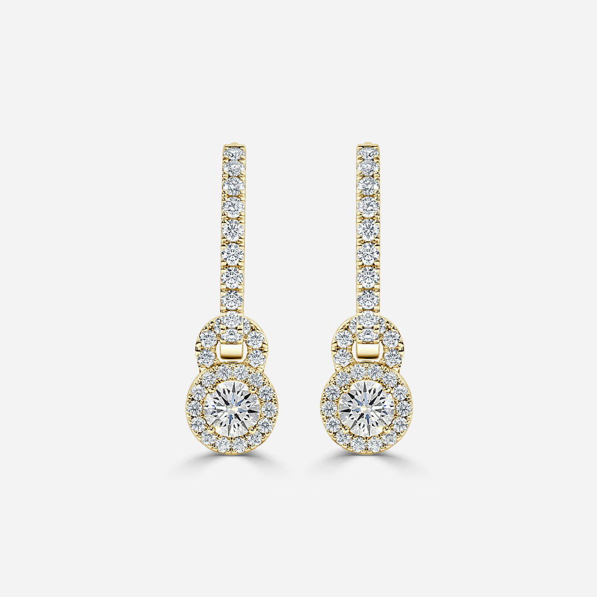 Round Moissanite Halo and Drops Earring