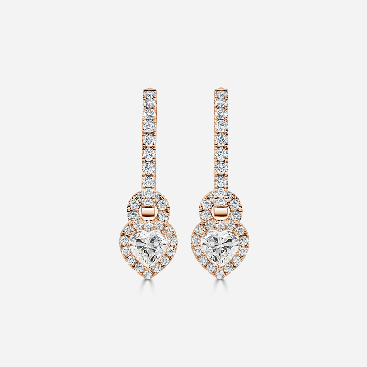 Heart Moissanite Halo and Drops Earring