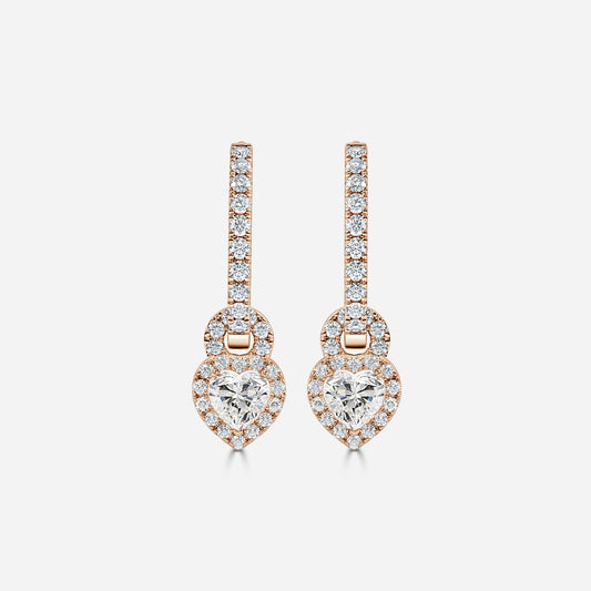 Heart Moissanite Halo and Drops Earring