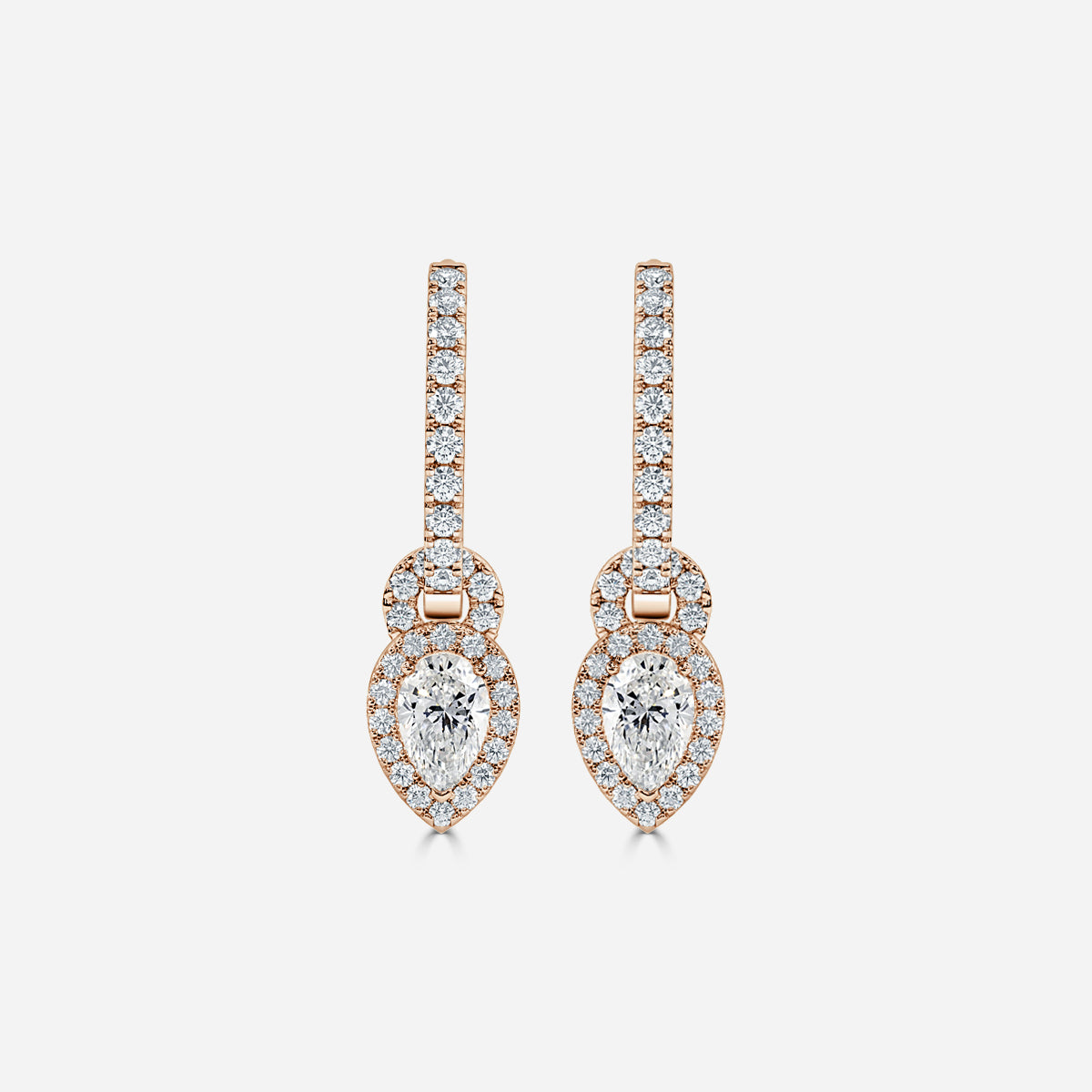 Pear Moissanite Halo and Drops Earring