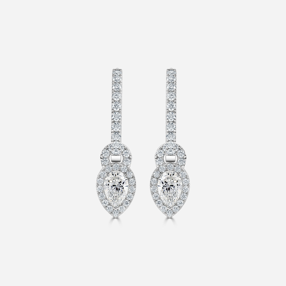 Pear Moissanite Halo and Drops Earring