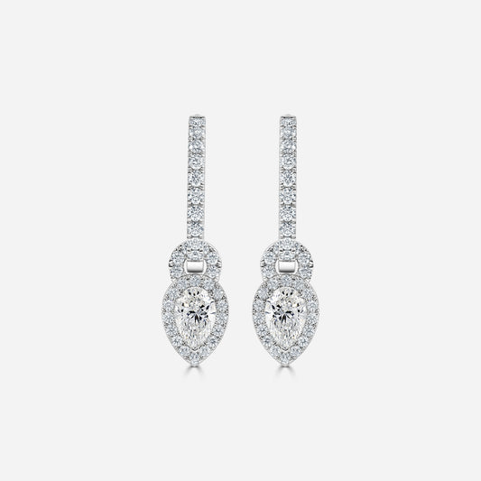 Pear Moissanite Halo and Drops Earring