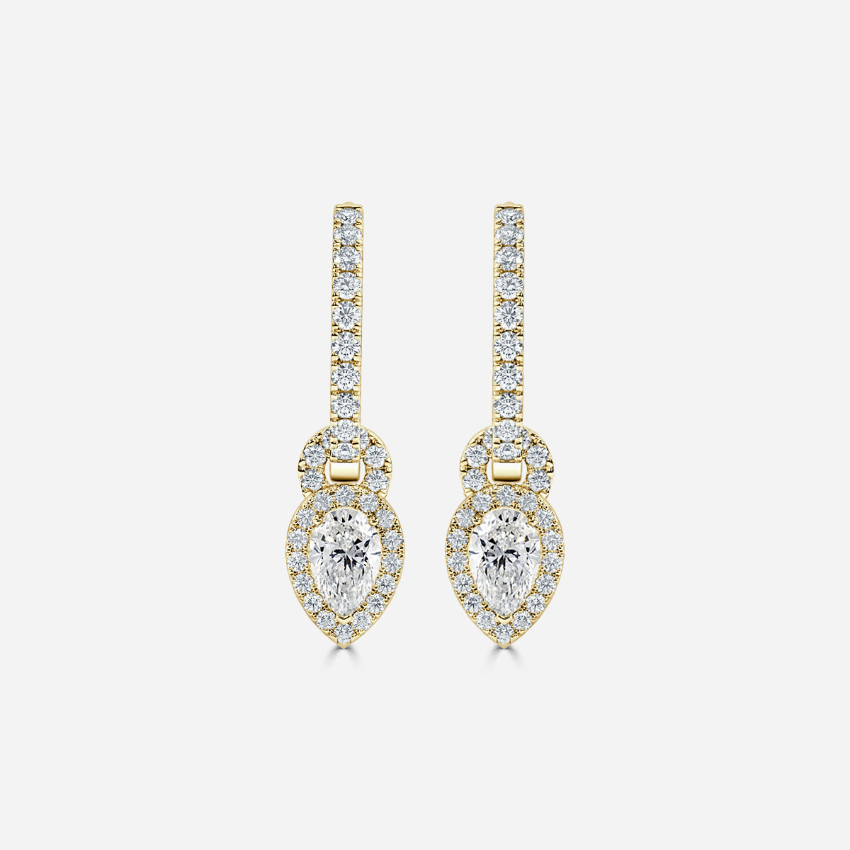 Pear Moissanite Halo and Drops Earring