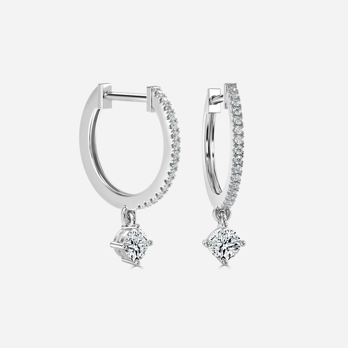 Sia Cushion Moissanite Hoop Earrings