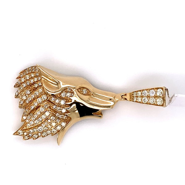 1.50 CT Moissanite Iced Out Wolf Pendant