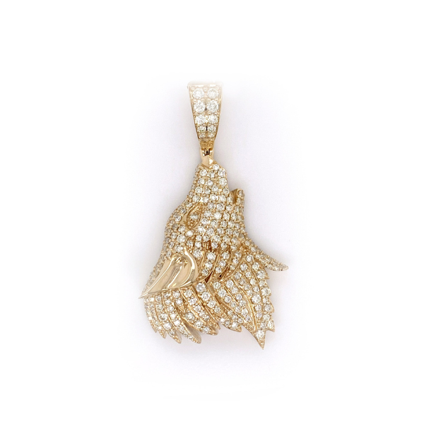 3.00 CT Moissanite Iced Out Howling Wolf Pendant