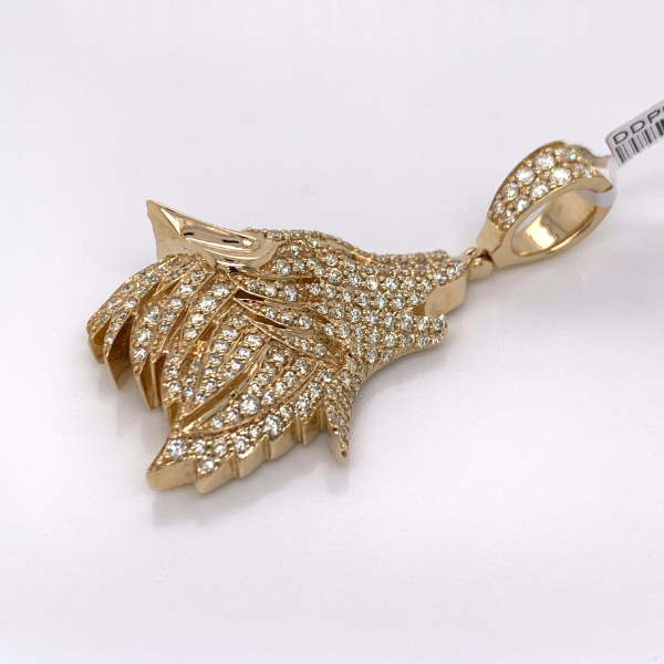 3.00 CT Moissanite Iced Out Howling Wolf Pendant