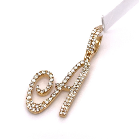 1.00 CT Moissanite Iced Out Letter A Pendant