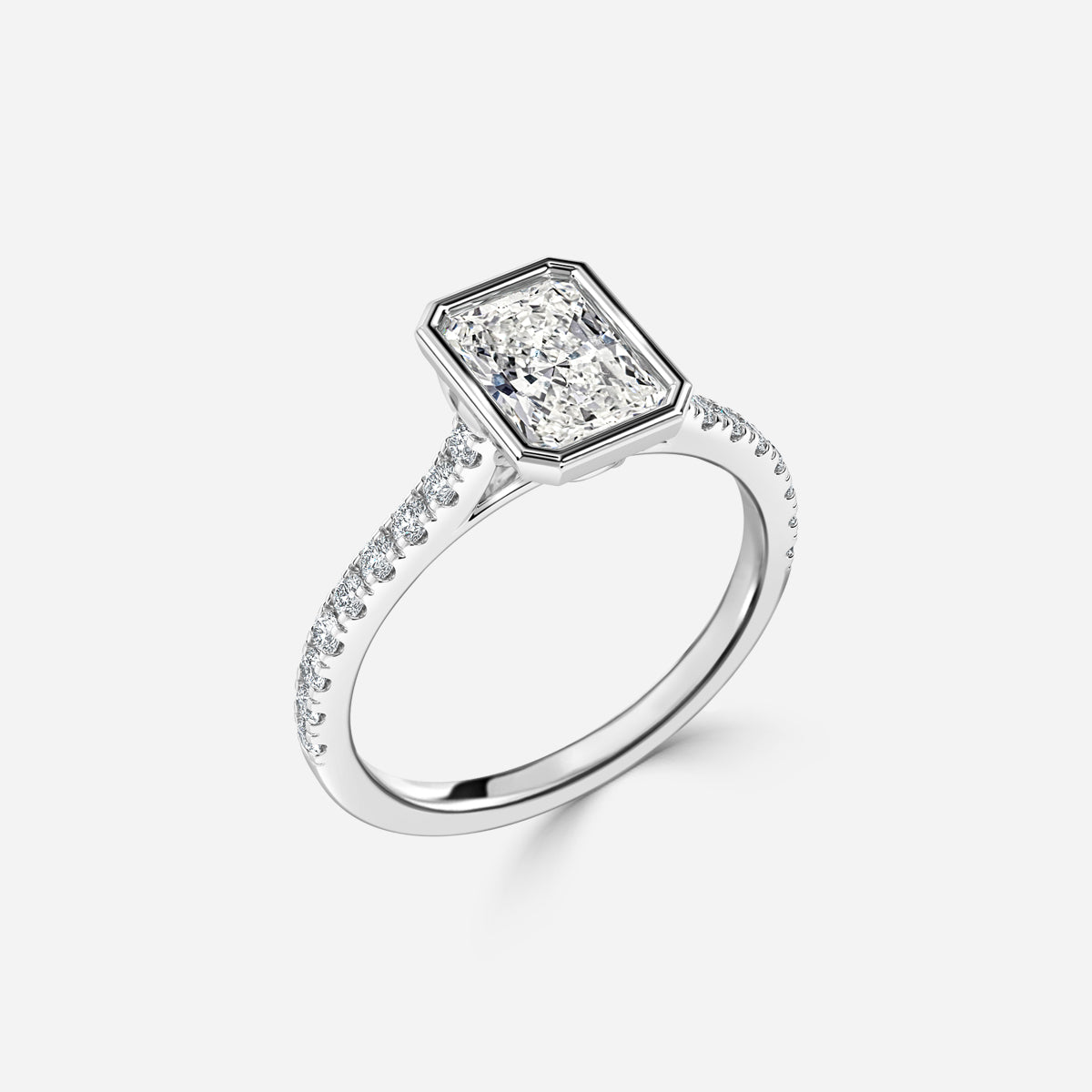 Arabella Radiant Diamond Band Moissanite Engagement Ring