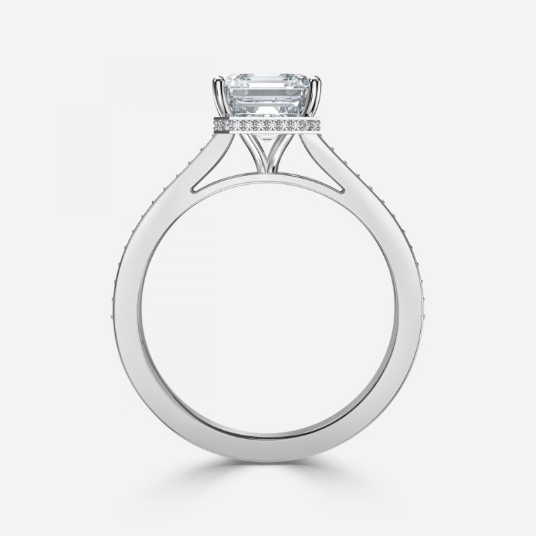 Inez Asscher Hidden Halo Moissanite Engagement Ring