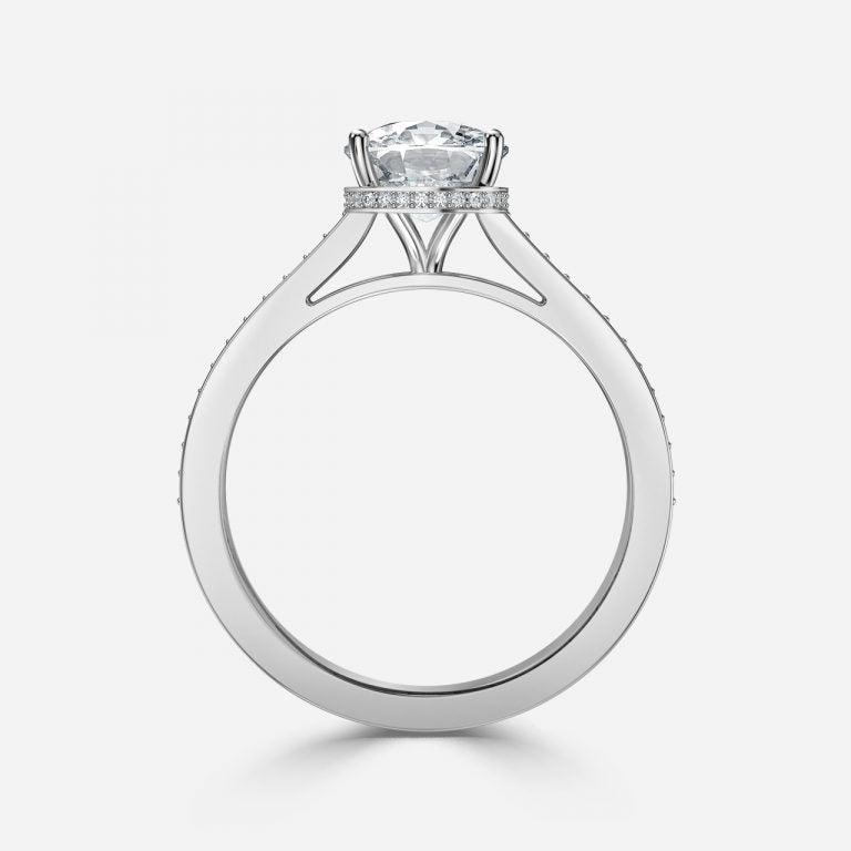 Inez Cushion Hidden Halo Moissanite Engagement Ring