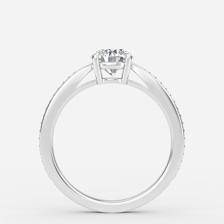 Isolde Round Diamond Band Moissanite Engagement Ring