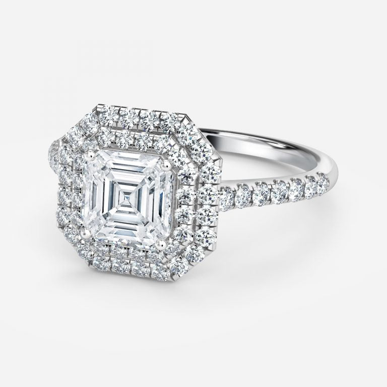 Linnea Asscher Halo Moissanite Engagement Ring