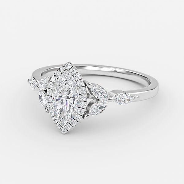 Jacinta Marquise Halo Moissanite Engagement Ring